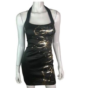 Vintage Cache foil print halter dress